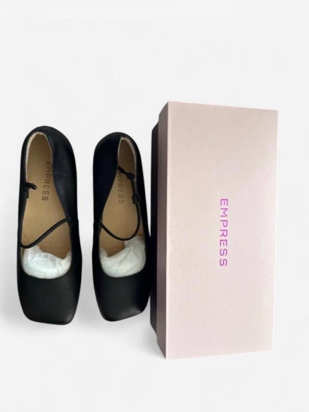Empress Black Square-Toe Mary Jane Flats -w Extra set of insoles